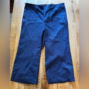 Jones New York Navy blue denim look stretch wide leg Trousers 3X NWT NEW